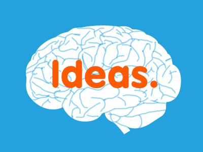 Ideas. brain colors ideas simple type word