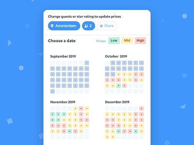Date Picker Flow - FindHotel animation app blue book calendar date days flow hotel months motion picker range select ui