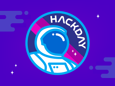 To Infinity and Beyond! astronaut badge hackday icon patch pink purple space