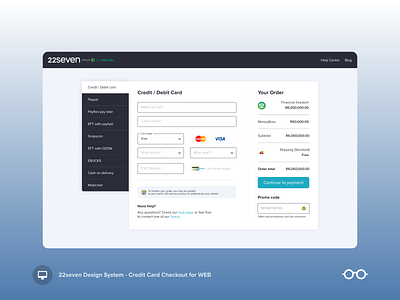 Daily UI 002 Credit Card Checkout WEB checkout page design system