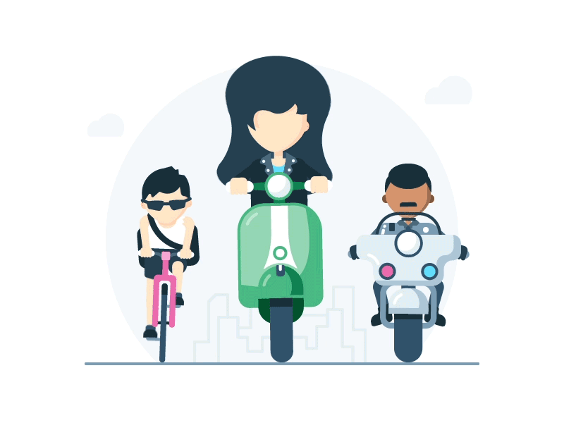 SEGMENT Bikes 2d animation characters gif illustration vector