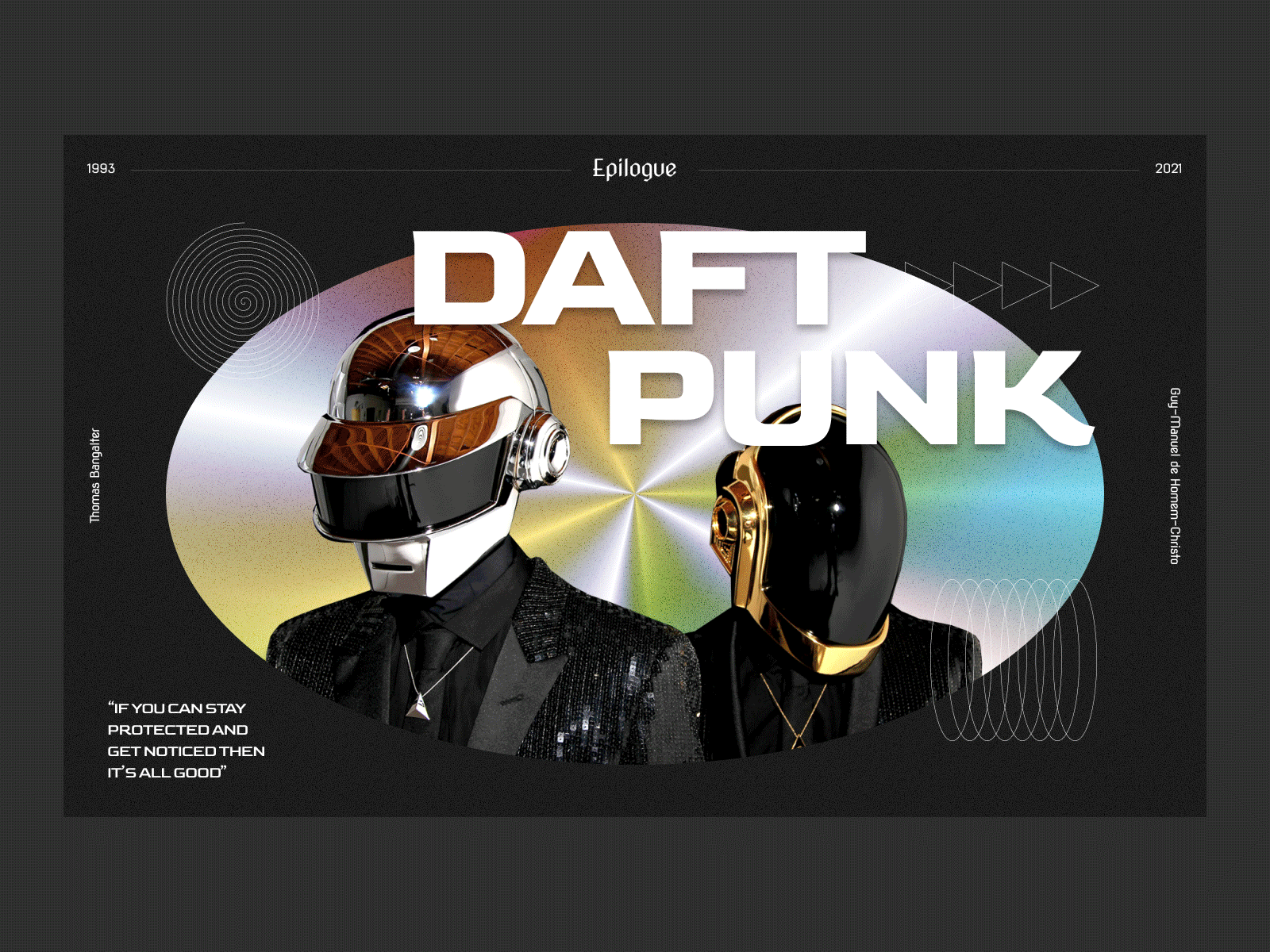 Daft Punk concept daft punk daftpunk dark darktheme epilogue holographic music typeface typography ui ui design uidesign web website design