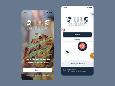 Square Pie Guys food mobile mobile application ordering app pizza ui ui design ux web