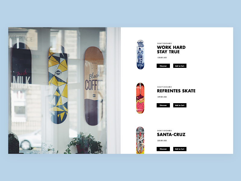 Skateboards Product Page by Four Fries on Dribbble
