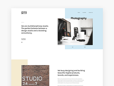 Studio247 creative homepage interface landing malaysia pastel studio ui web website