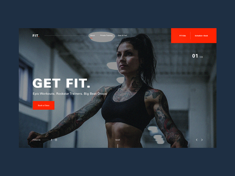 FIT Studio dark design fitness orange ui web website woman