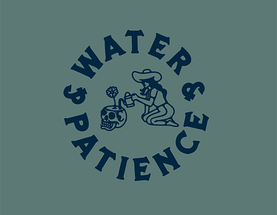Water & Patience cowgirl desert design drawing illustration plants tattoo vector