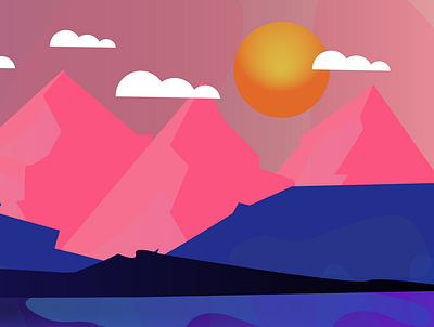 Mountains design flat illustration minimal vector