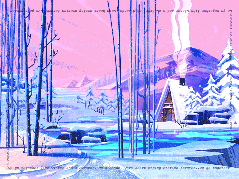 love n winter 2danimation aftereffects animation cabin design illustration mograph motion graphics motiondesignschool purple snow winter woods