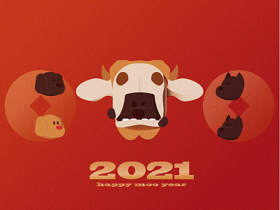Happy Chinese New Year (moo) 2021 chinese new year illustration new year red envelope rescue dog