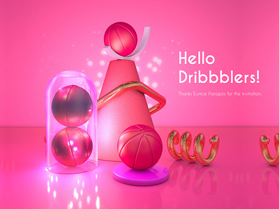 hello dribbble! 3d art cinema 4d dribbble invite rendering