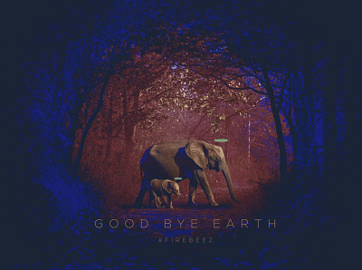 " Good Bye Earth " Kerala Pregnant Elephant Death.. art blackonewhitegk branding concept design firebeez photomanipulation photoshop poster