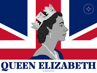 Tribute to queen Elizabeth art blackonewhitegk england englndqueen firebeez illustration illustrator portraitart queen queenelizabeth rip