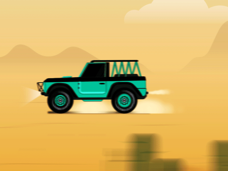 Jeep Animation - Let's ride on the desert 2danimation animation art blackonewhitegk car car animation concept firebeez illustration illustrator motion motiongraphics