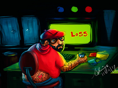 Game loss concept digital painting blackonewhitegk concept digital digitalpainting firebeez game loss over photoshop