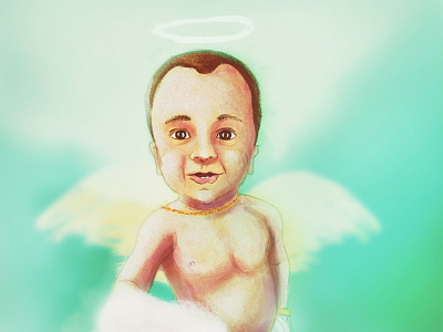 Angel baby boy concept digital painting