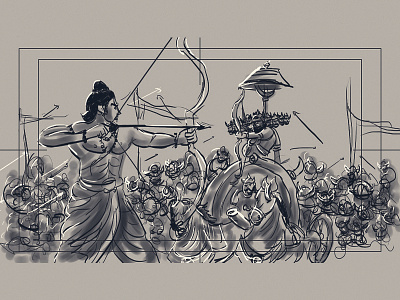 Ramayanam rama and ravanan Battel scene Concept Digital Strokes art blackonewhitegk concept firebeez photoshop rama ramar ramayanam ravanan seetha