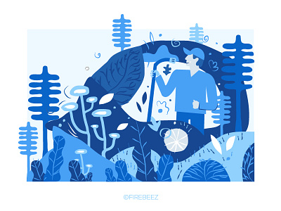 A man Singing in the jungle concept Illustration blackonewhitegk blue concept firebeez illustration sing