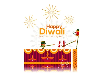 Diwali Wish Poster Design for wiggle studios art blackonewhitegk bomb characterdesign concept cracker deepavali design diwali diwalianimation explainervideo festival firebeez gradient illustration illustrator india indian poster wigglestudios