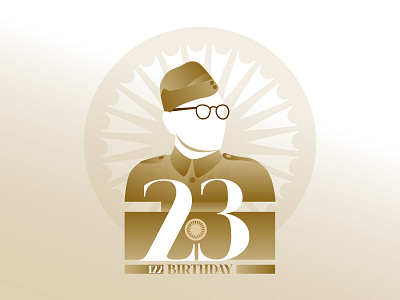 Netaji Birthday Minimal Poster art blackonewhitegk concept design firebeez gradient illustration illustrator vector wigglestudios