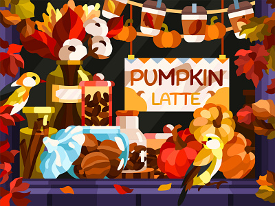 Pumpkin Latte autumn coffee color by number colorful art digital illustration food illustration game game art illustration mobile game vector