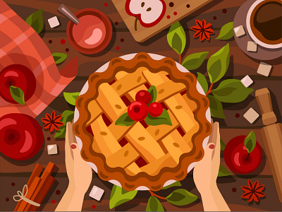 Apple Cake autumn color by number colorful art design digital illustration dishes flat lay food food illustration game illustration kitchen mobile game vector vector illustrator