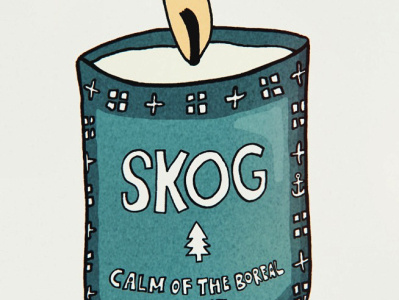 Skandinavisk Scented Candle Skog branding campaign illustration