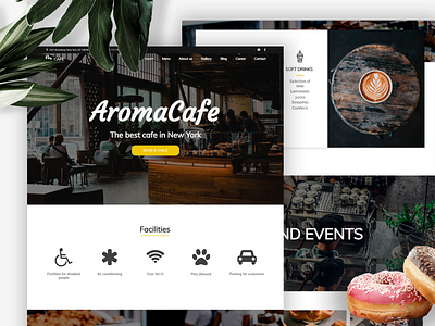 AromaGafe Cafe website design cafe nocode template templatedesign ui webdesign website builder website design webwave
