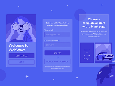 Sign Up Process - WebWave layout concept