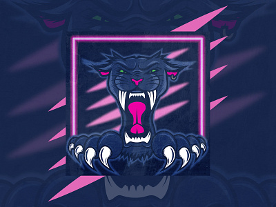 Angry Panther 80s 80s style cat claws illustration panther vector wild