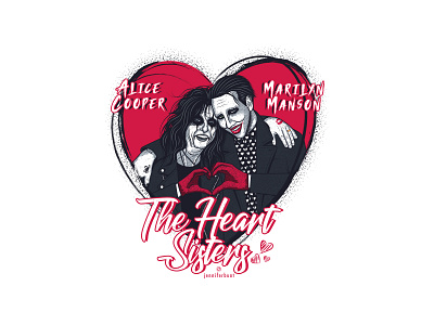 The Heart Sisters alice cooper character design fan art heart illustration marilyn manson music portrait rock shock rock sisters vector