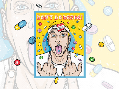 DON'T DO DRUGS! character design drugs eminem fan art hip hop illustration mms music pills portrait rap slim shady vector