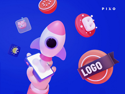 PIXO Apps 3d app blender design graphic design illustration ui