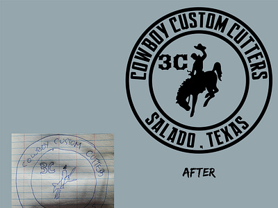 Cowboy-Logo-Hand-Drawn-to-Vector blackandwhite cowboy graphic design horse illustration lineart logo recreate vector vectorart