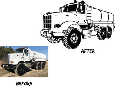 Truck Lineart graphic design illustration lineart recreate truck vector vectorart