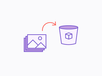 Put your photos in a bucket icon illustration