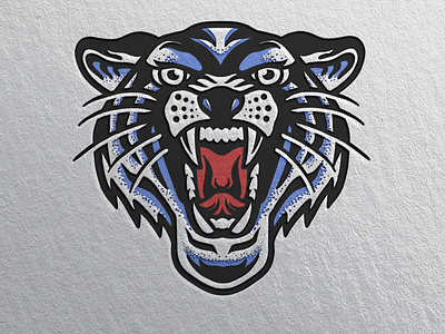 tiger head blue embossed onpapper