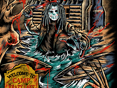 jason character lake horror halloween illustration