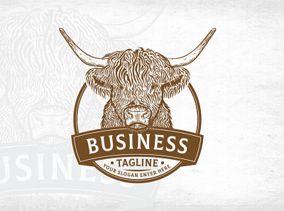 Highland Cattle Logo cattle farm logo