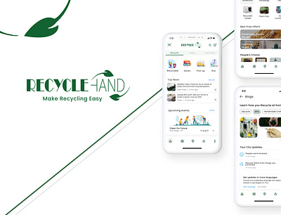RECYCLEHAND - UI Design application brandideation branding casestudy design graphic design illustration logo recycle sustainable ui userinterface ux