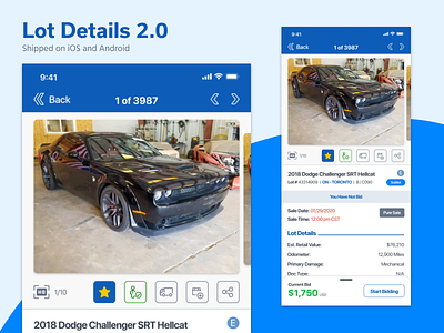 App Lot Details 2.0 app auction auto copart ios mobile ui ux