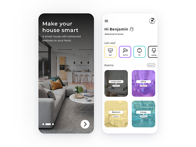 Smart Home App Design Concept app appdesign clean clean ui dailyui design minimalis smart smarthome ui uiconcept uiux
