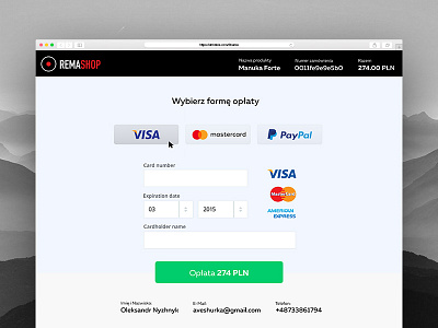 Payment page design graphic opłata page pay payment shurka