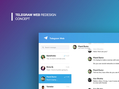 Telegram Web concept chat desktop messenger page redesign telegram web
