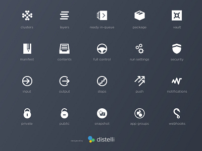 New Distelli Icons custom icons devops distelli iconography management software