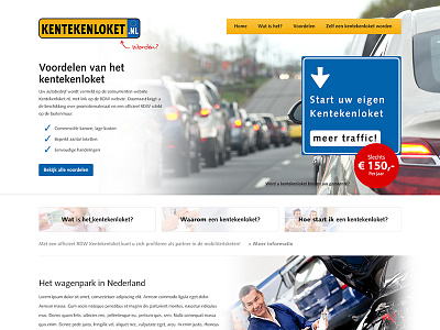 Kentekenloket one page blue deinternetjongens license onepage responsive web website yellow
