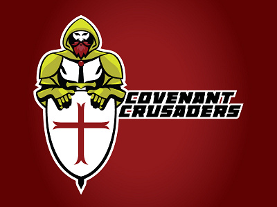 Covenant Crusaders athletics brand crusader knight logo shield sports sword wordmark