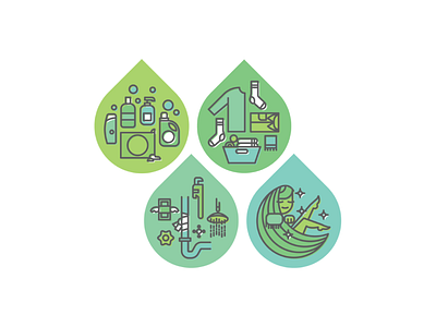 XCS illustrations clean drop hair icons illustration laundry plumbing water