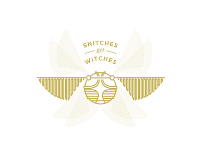 Snitches Get Stitches badge gold harry icon monoline potter quidditch seeker snitch