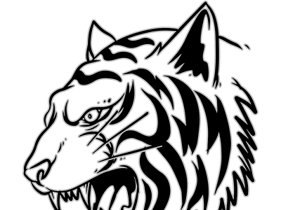 Tiger head illustration black
